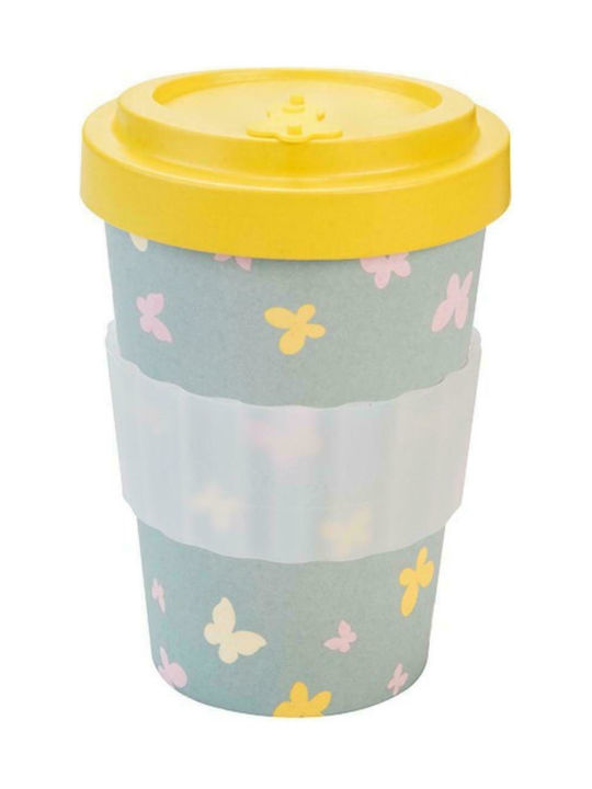 Innostat Butterflies Bamboo Cup with Lid Gray 450ml