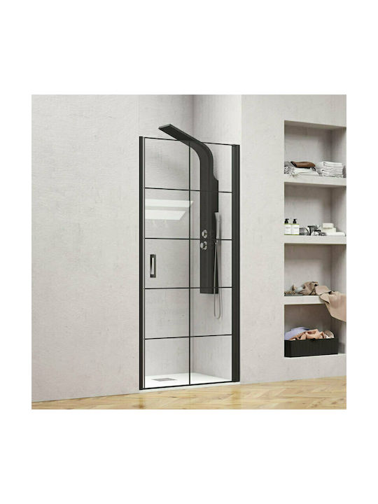 Karag Nero Pivot Porta Διαχωριστικό Ντουζιέρας με Ανοιγόμενη Πόρτα 90x200cm Clear Glass Nero
