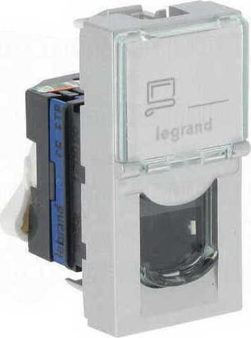 Legrand Mosaic Single Network Socket RJ45 Cat6 Silver 079462