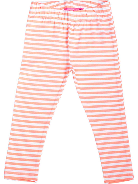 Children's salmon striped leggings for girls (2-10 years old)