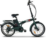 RKS MX25 20" Verde Pliabil Electric Bicicletă de Oraș cu 6 Viteze și Frâne pe Disc