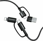 Joyroom S-1830G3 Braided USB to Lightning / Type-C Cable 3A Μαύρο 1.8m (87002)