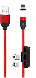 XO Magnetic USB to Lightning / Type-C / micro USB Cable Κόκκινο 1m (NB128)