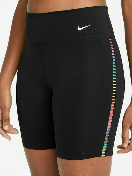 Nike Dri-Fit One Rainbow Ladder Running Γυναικείο Κολάν-Σορτς Ψηλόμεσο Μαύρο