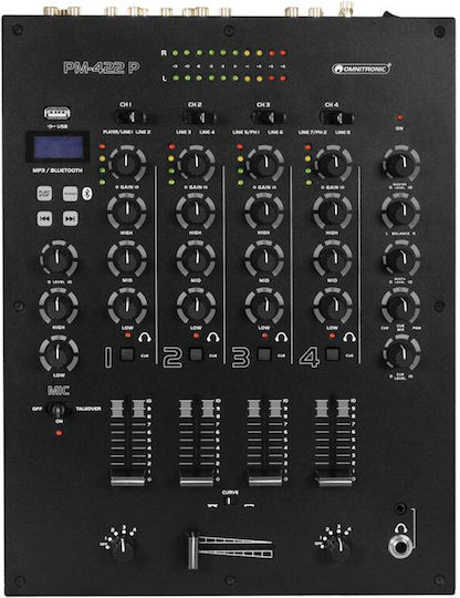 Omnitronic PM-422P PM-422P Combiner Analogic 4.0 Canale / 1 Intrare XLR și Bluetooth
