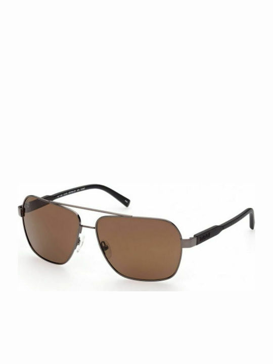 Timberland Ανδρικά Γυαλιά Ηλίου με Ασημί Σκελετό και Καφέ Φακό TB9257 08H