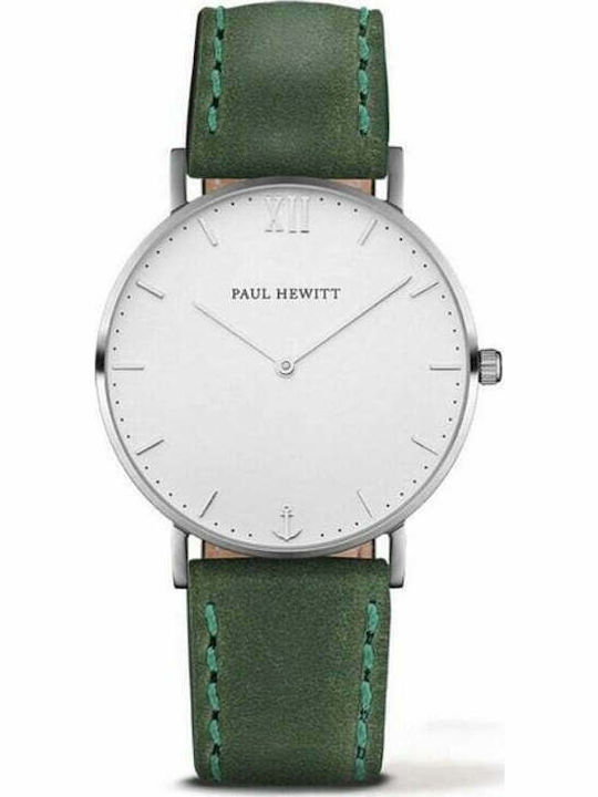 Paul Hewitt Ανδρικό Ρολόι 36mm Μπαταρίας με Πράσινο Δερμάτινο Λουράκι