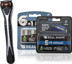 Realshave Razor cu Capete de schimb 6 lame & Bandă lubrifiantă 8buc