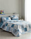 Vesta Home Double Coverlet Set Made of Polyester Blue 220x230cm 3 Pieces