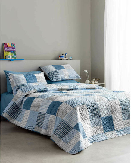 Vesta Home Σετ Κουβερλί Υπέρδιπλο από Πολυεστέρα Blue 220x230cm 3τμχ