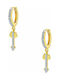 Silver hoop earrings "Dangle Arrow" gold plated