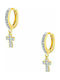 Silver hoop earrings "Dangle Cross" gold plated