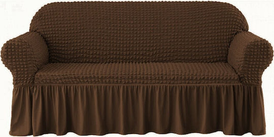 Elastic Cover for Two Seater Sofa Brown 1pcs