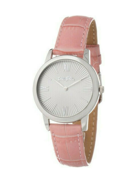 Folli Follie Watch with Pink Leather Strap