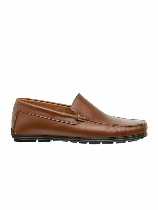 Damiani Men's Leather Boat Shoes Tabac Brown
