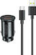 Awei Car Charger 20W with Ports: 1xUSB 1xType-C with Cable Type-C Black Color