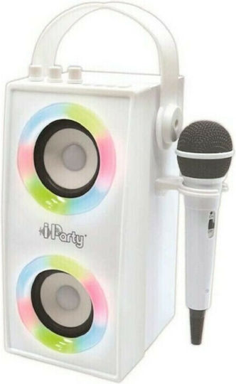 Lexibook Karaoke-Lautsprecher mit Kabelgebundenem Mikrofon und Lichteffekte iParty Weiß