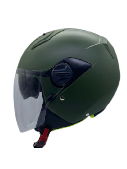 Zeus ZS-213 Jet Helmet with Sun Visor DOT / ECE 22.05 1050gr Matt Green 28605467