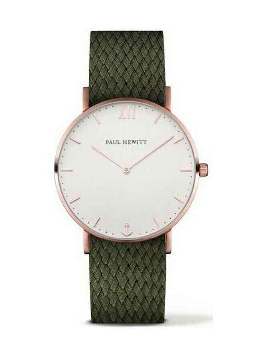 Paul Hewitt Ceas Barbati 39mm Alimentat cu Baterie cu Culoare Verde Textil Cureaua