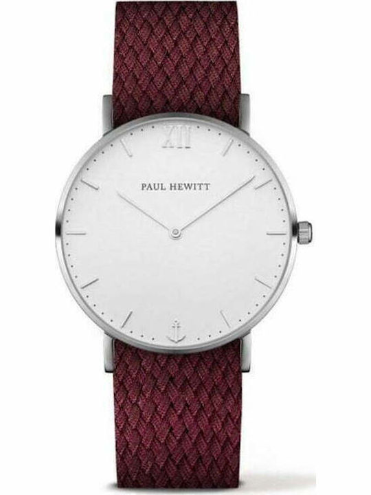Paul Hewitt Men's Watch 39mm Battery with Burgundy Fabric Strap