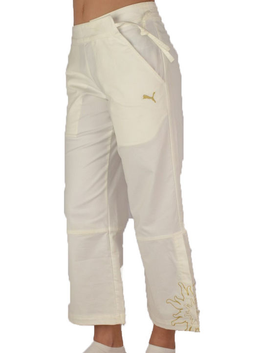 Dama Tesatura Capri Pantaloni Alb