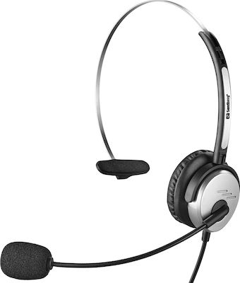 Sandberg MiniJack Mono Headset Saver Pe ureche Căști Multimedia cu microfon și conexiune Jack de 3,5 mm în culoarea Argint