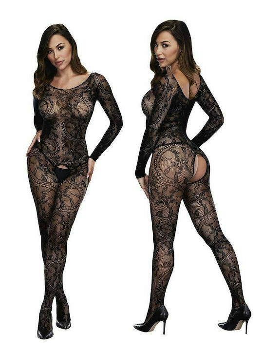 Baci Lingerie Longsleeve Crotchless Bodystocking Ολόσωμο Καλσόν Black