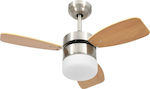 vidaXL Ceiling Fan 76cm with Light and Remote Control Brown