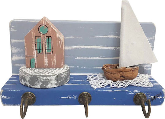Kapadakis Wood Art Agățătoare Chei Din Lemn Cu 3 Compartimente 18x7x9cm