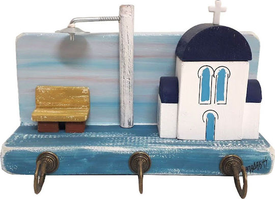 Kapadakis Wood Art Agățătoare Chei Din Lemn Cu 3 Compartimente 18x7x9cm