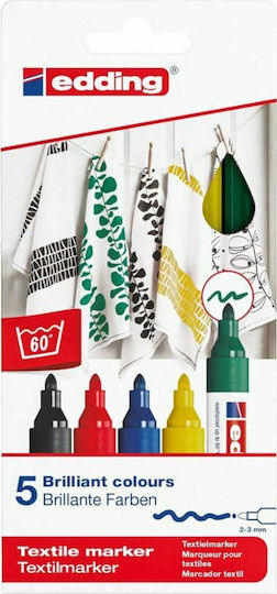 Edding Set Marker Permanent for Fabric 100gr 5Stück