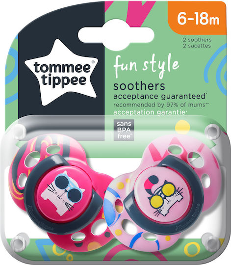 Tommee Tippee 43335802 Orthodontic Pacifiers Silicone Cat - Pink for 6-18 months 2pcs