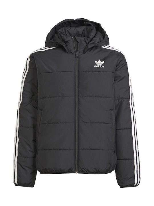 Adidas Kids Sports Jacket short Hooded Black Adicolor