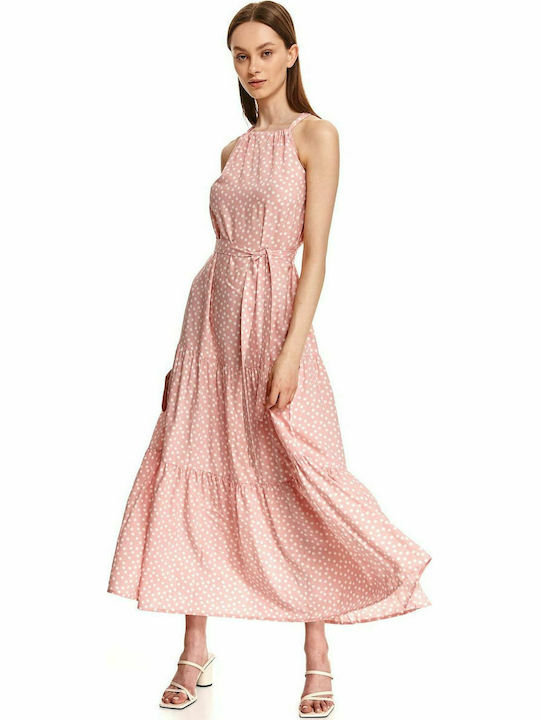 Top Secret Maxi Καλοκαιρινό All Day Φόρεμα Αμάνικο Ροζ