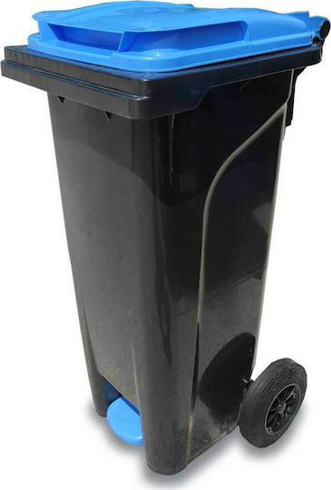 Green City International Plastic Wheeled Waste Bin 80lt with Pedal Blue