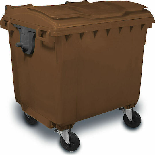 Green City International Plastic Coș de gunoi Deșeuri Coșuri de gunoi cu roți 1100lt Maro