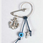 Mouchtaris Collection Metal Christening Charm with Safety Pin Blue 50pcs