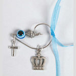 Mouchtaris Collection Metal Christening Charm with Safety Pin Light Blue 50pcs