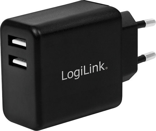 LogiLink LogiLink Handyladegerät Ohne Kabel mit 2 USB-A Ausgangsanschlüsse 12W Schwarz