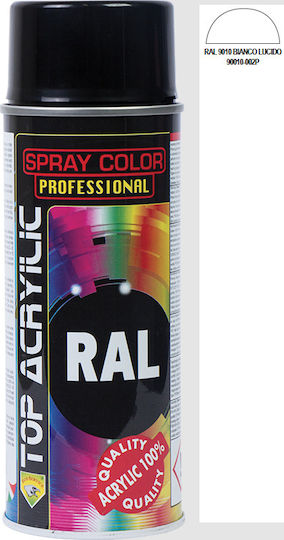 Eco Service Σπρέι Βαφής Top Acrylic με Γυαλιστερό Εφέ Λευκό RAL 9010 400ml 12τμχ