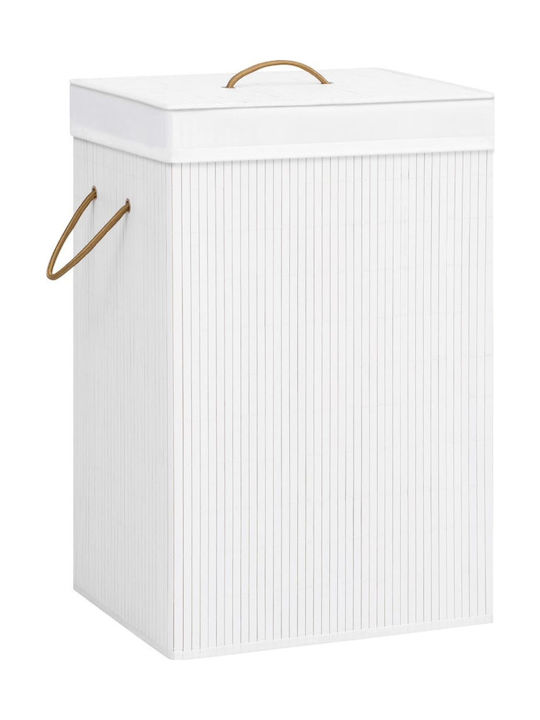 vidaXL Laundry Basket Bamboo Folding with Cap 40x30x60cm White