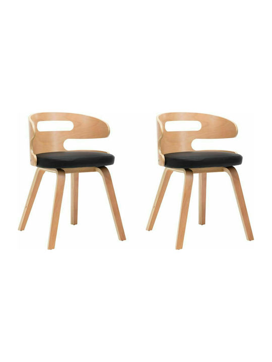 Dining Room Wooden Chair Black 48x49x68cm 2pcs