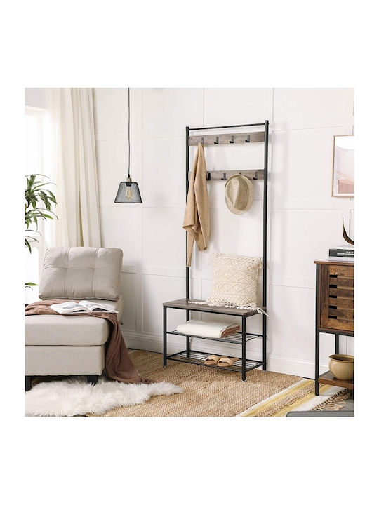 Entry Furniture with Hanger & Shoe Rack Gray 70x32x175cm