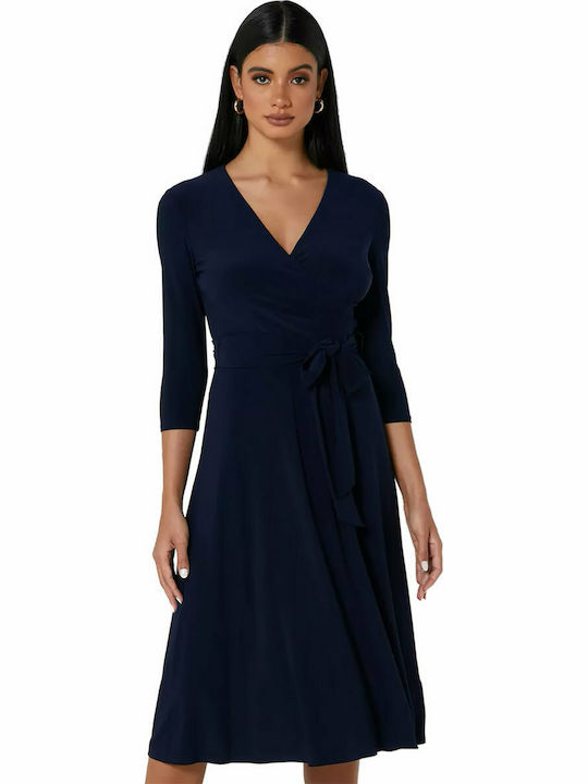 Ralph Lauren Midi All Day Φόρεμα Κρουαζέ Navy Μπλε