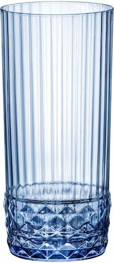 Max Home America 20s Set Pahare Pentru Apă Din Sticlă Albastru Safir 490ml 6 Bucăți