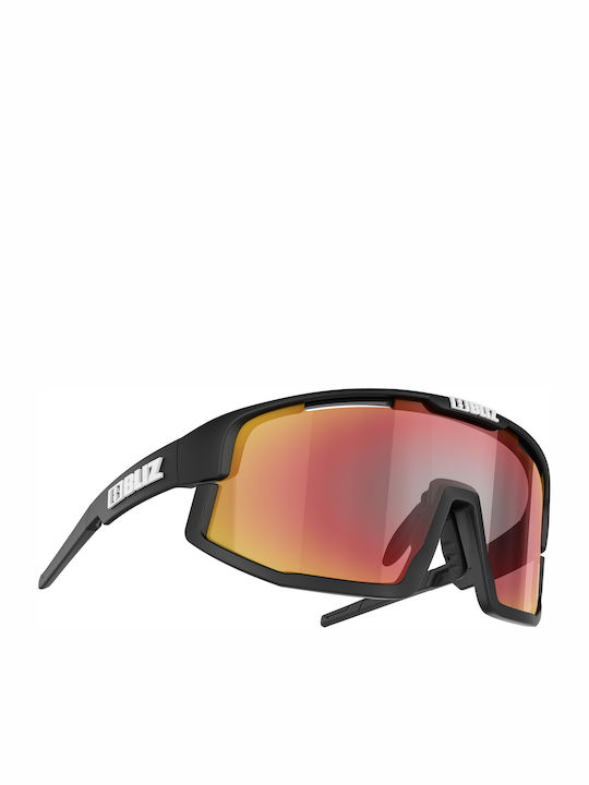 Bliz Vision Herren Sonnenbrille mit Schwarz Kunststoff Gestell und Rot Linse