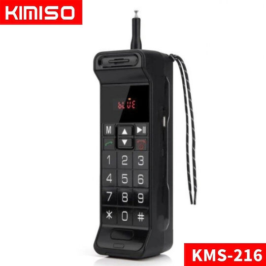 Kimiso KMS-216 Ηχείο Bluetooth 5W με Ραδιόφωνο και Διάρκεια Μπαταρίας έως 6 ώρες Μαύρο