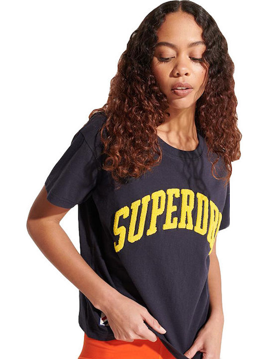 Superdry Varsity Arch Boxy Women's Athletic T-shirt Navy Blue