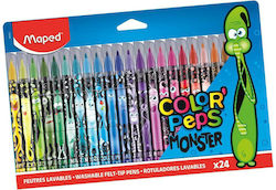 Maped Color'Peps Monster Waschbare Zeichenmarker Dünne Set 24 Farben