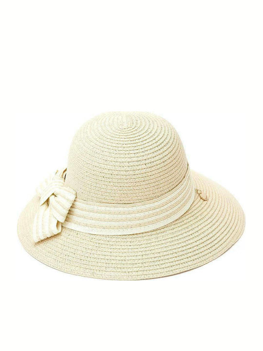 Fragola Frauen Stoff Hut Cloche Beige